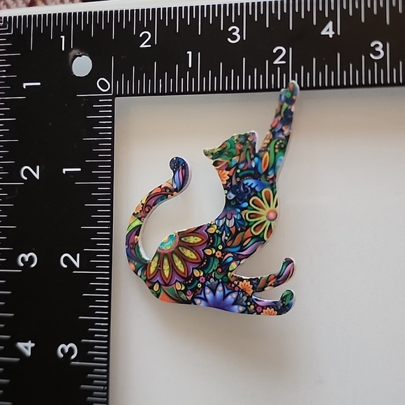 BOHEMIAN Cat Brooch BRG - Picture 3 of 4